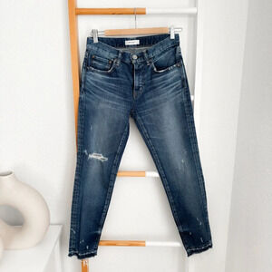 Mousse Vintage Quality Skinny Jeans Distressed Denim Dark Blue